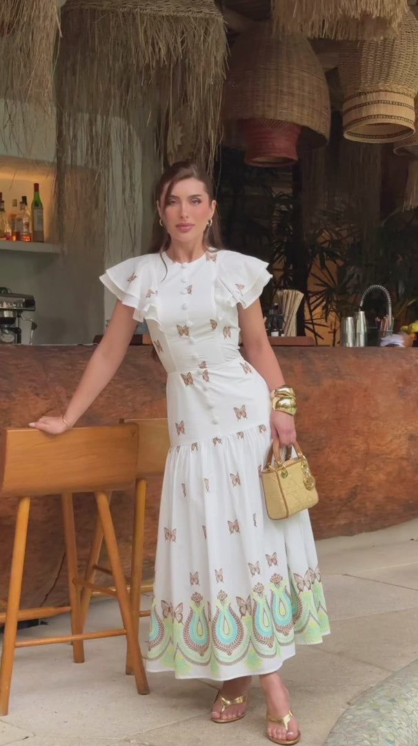 Aurora Embroidered Cambric Midi Dress