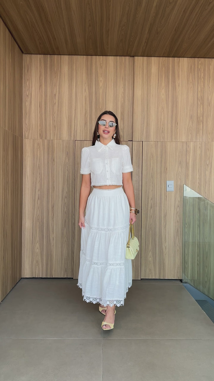 Shirt+Midi Skirt Set