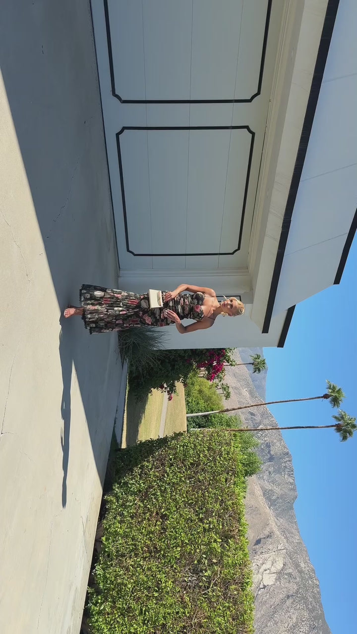 Floral Garden Pleated Midi Dress