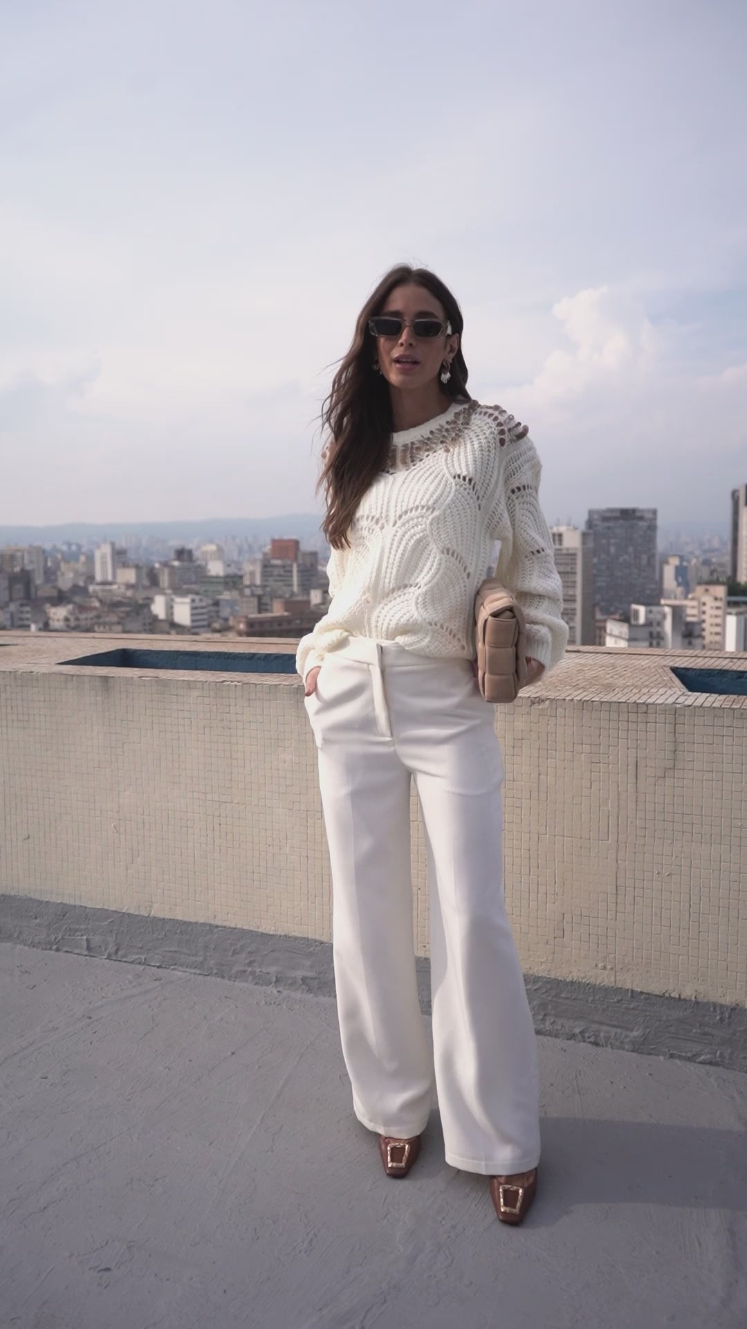 Luxury Skunk Embroidered Sweater Blouse