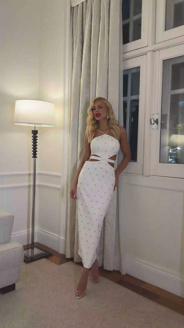 Vestido Midi Cut Out Crystal