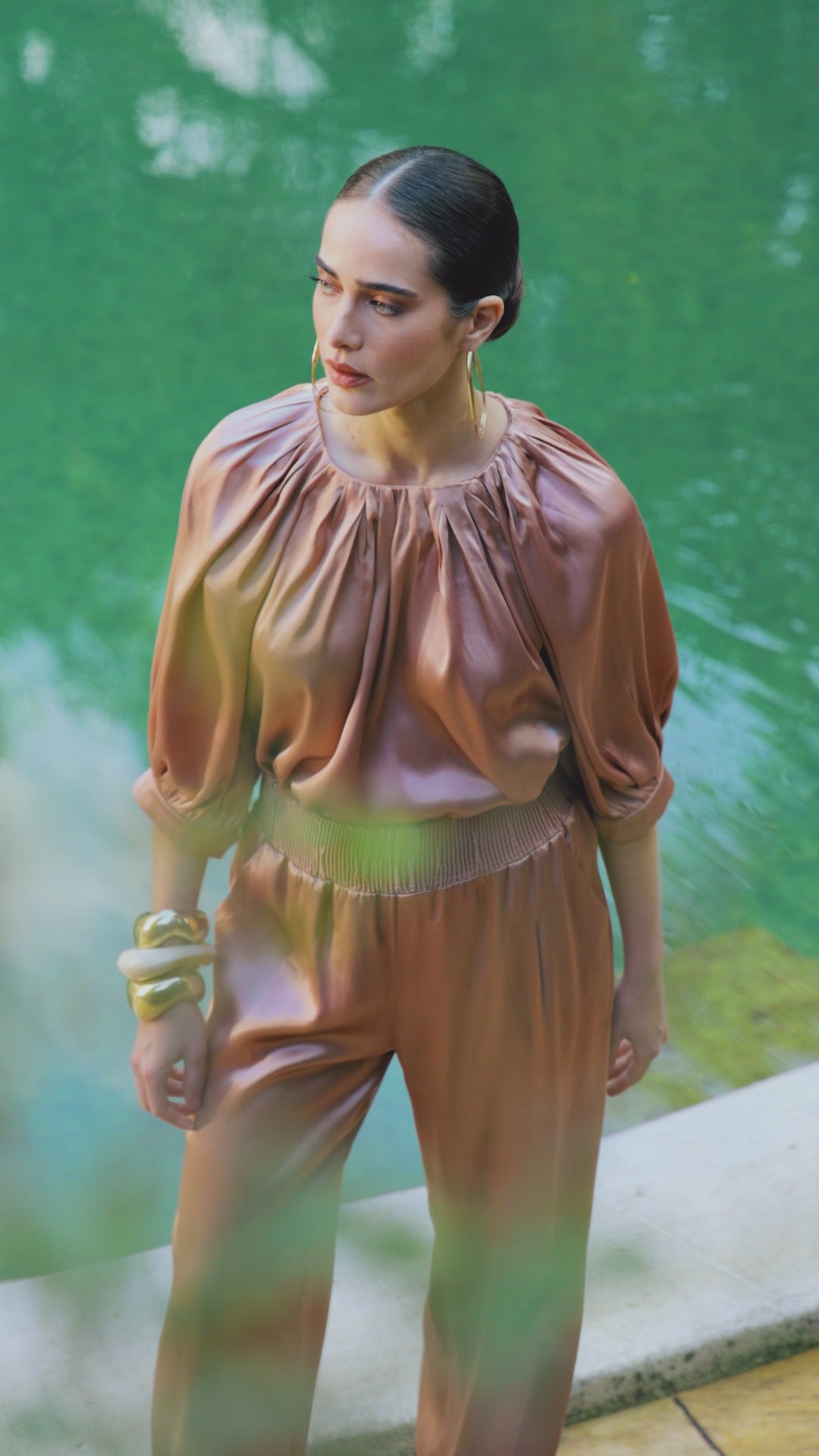 Satin Shirt + Jogger Pants Set