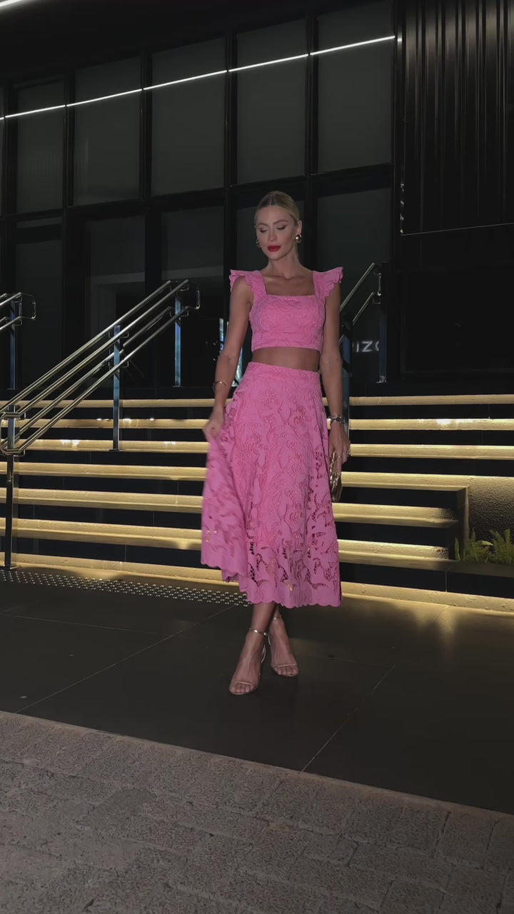 Cropped Set + Pink Lemonade Midi Skirt
