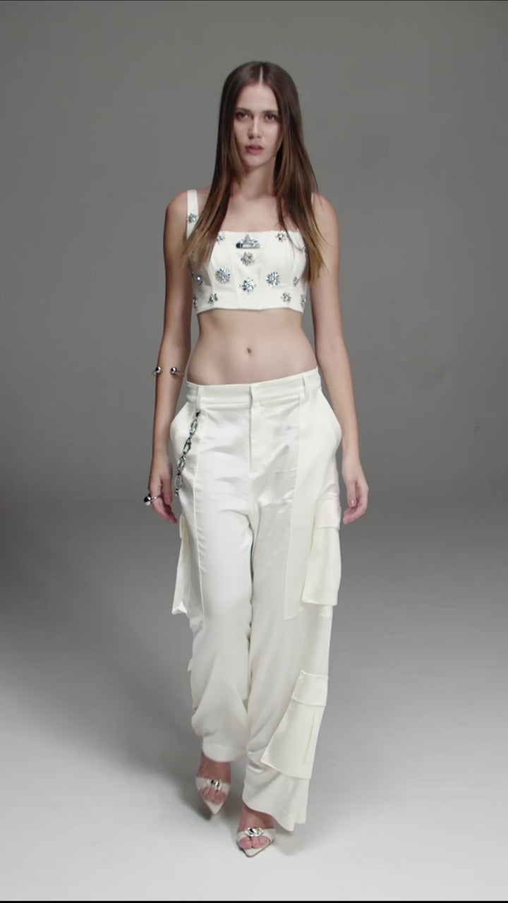 Chaos Embroidered Satin Top