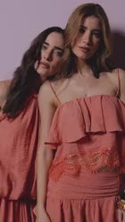 Lace Smock Top + Draped Skirt Set