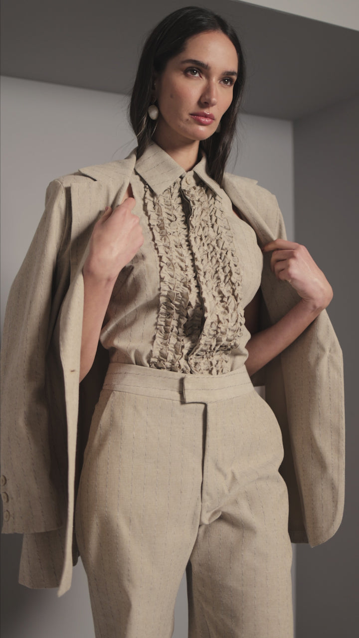 Anne Fernandes Blazer+Shirt+Pants Set