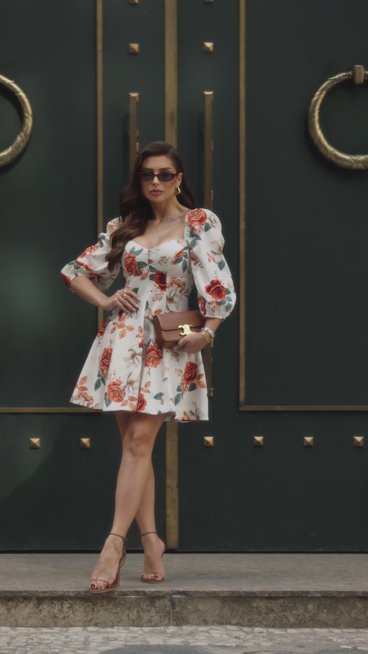 Short Floral Godet Dress