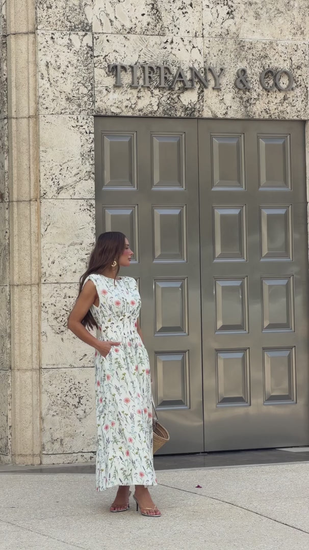 Vestido Midi Floral Ombreiras Boulevar