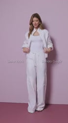 Conjunto Linho Renda Casaco+Calça