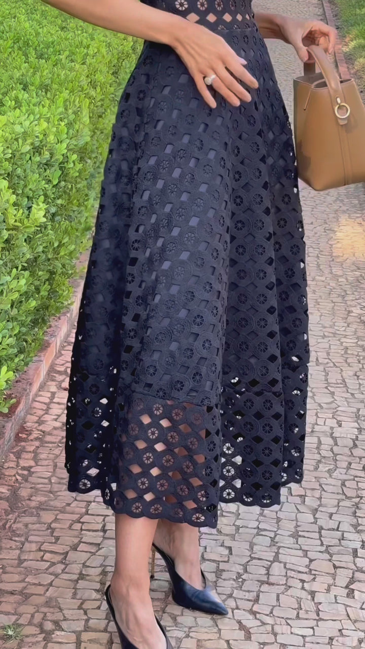 Pink Lemonade Guipure Lace Midi Dress