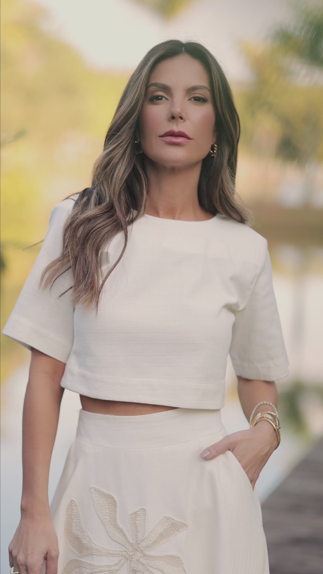 Anne Fernandes Cropped+Midi Skirt Set