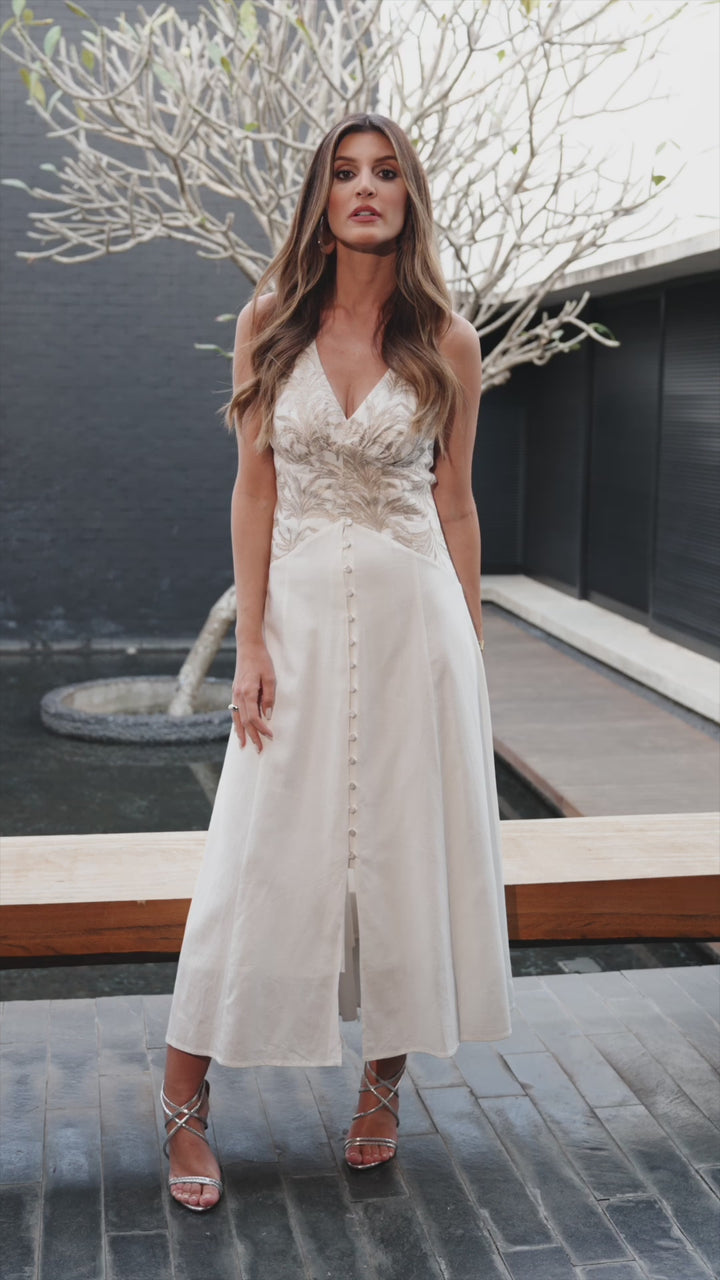Skunk Embroidered Midi Dress