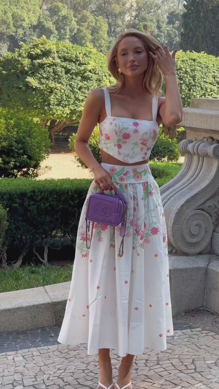 Pink Lemonade Midi Skirt+Cropped Top Set