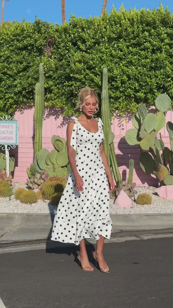 Retro Midi Dress with Dots