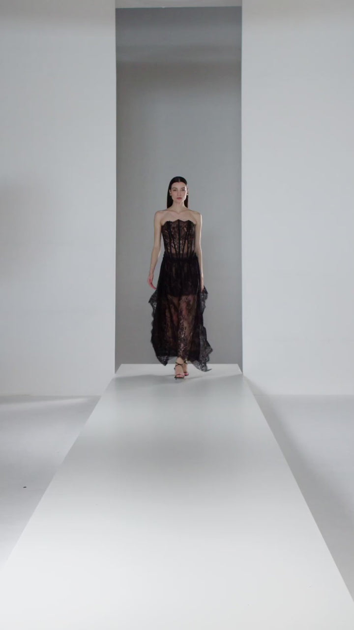 Midi Skirt Lace Overlay Mullet