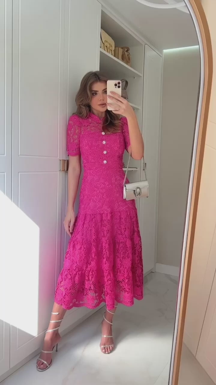 Guipure Lace Midi Dress