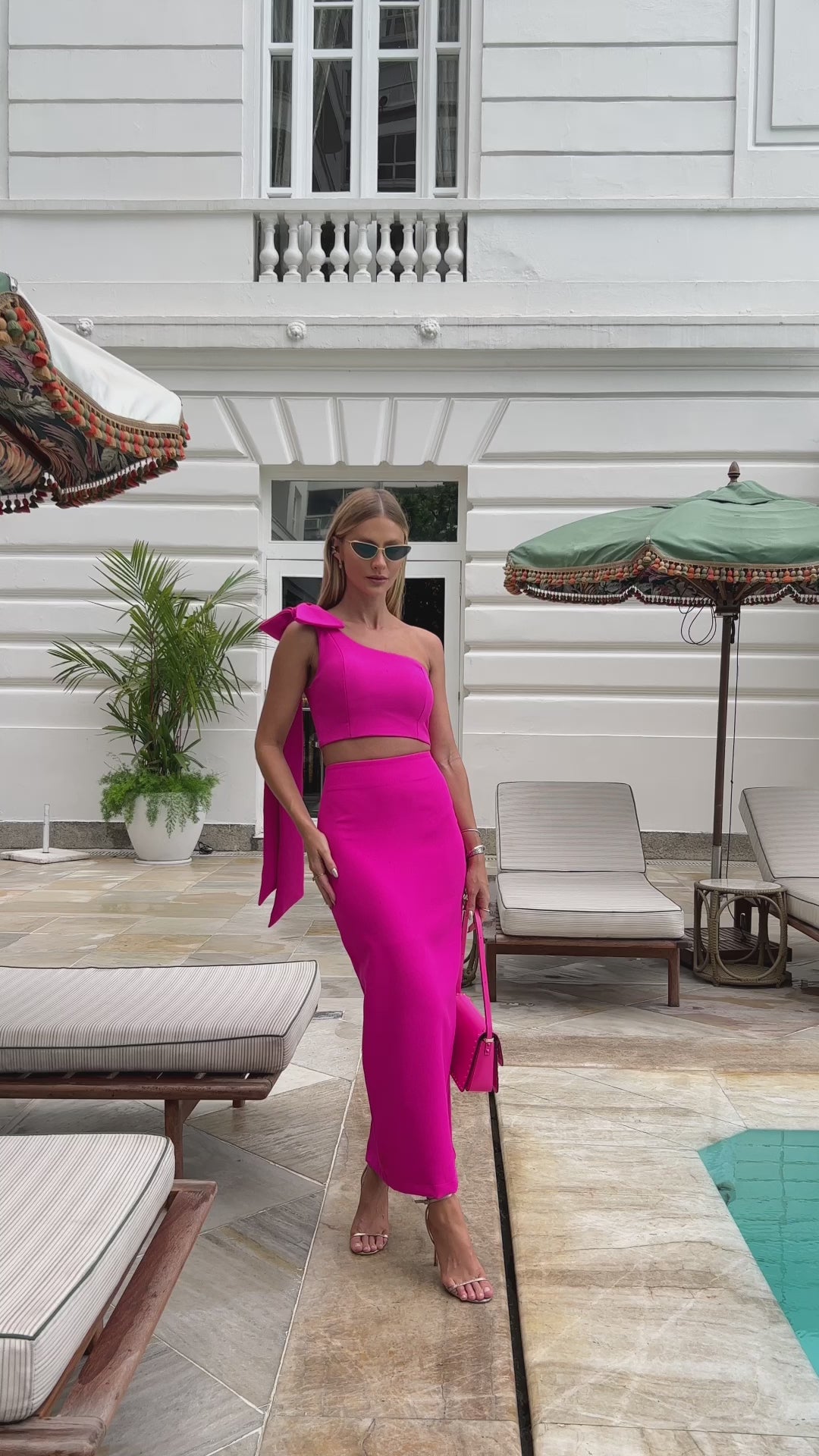 Pink Lemonade Asymmetrical Skirt+Cropped Top Set
