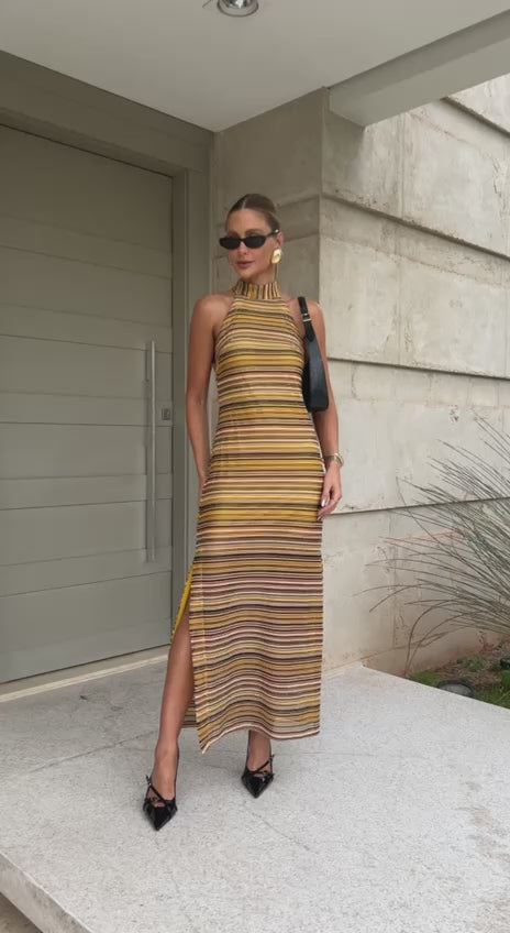 Anne Fernandes Long High Neck Dress