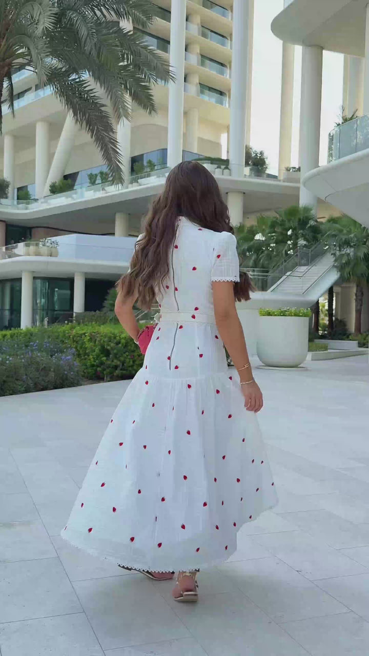 Strawberry Garden Midi Dress