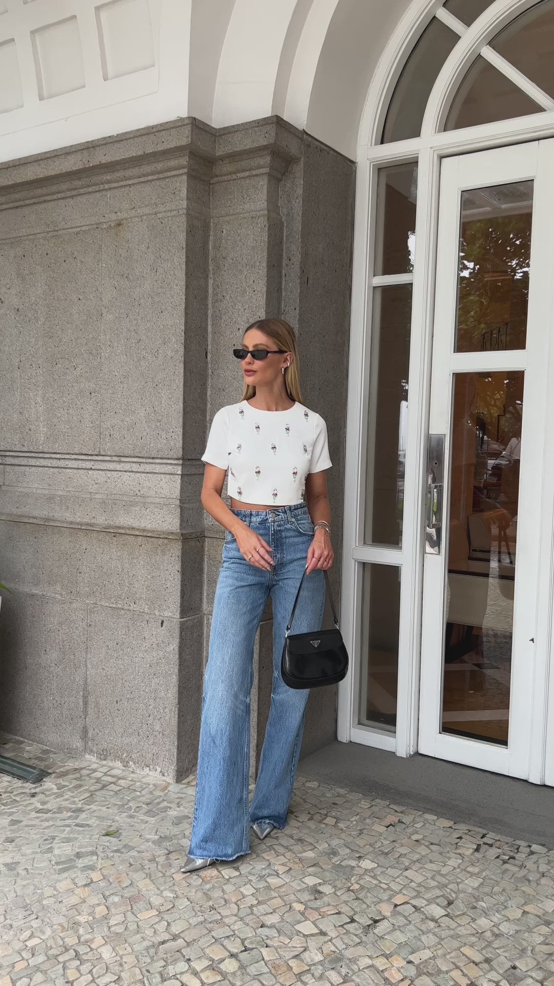 Pink Lemonade Stonework Embroidered Crop Top