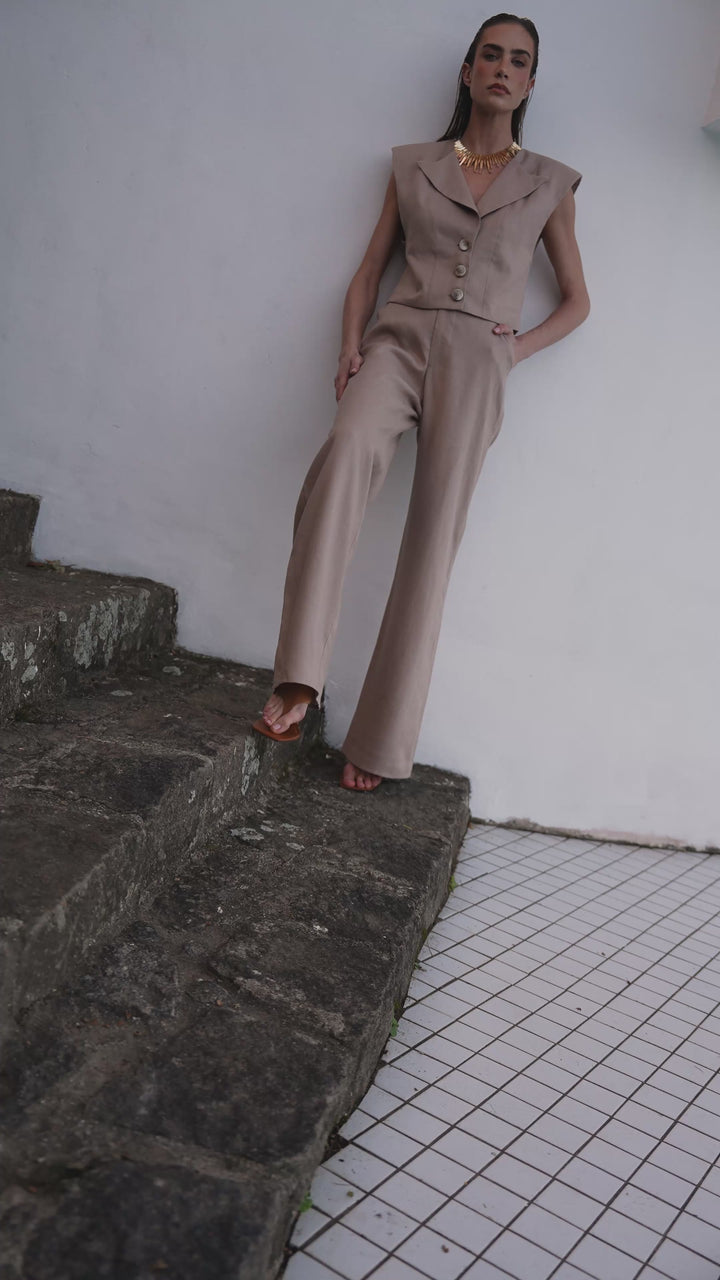 Linen Vest+Pants Set
