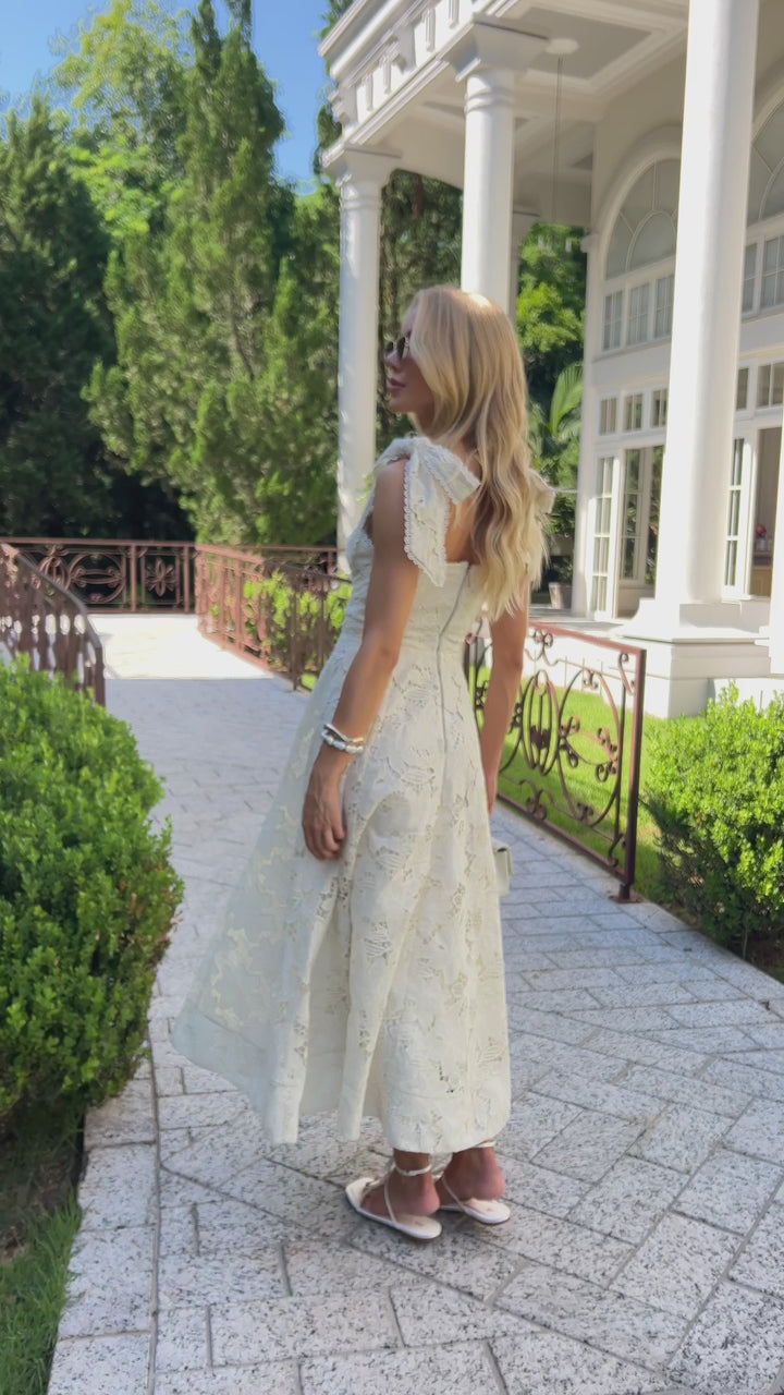 Guipure Lace Midi Dress