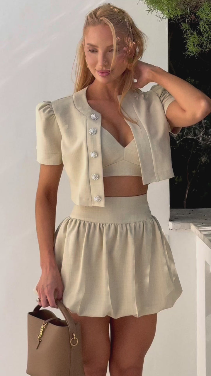 Top+Cropped Top+Balloon Shorts Set