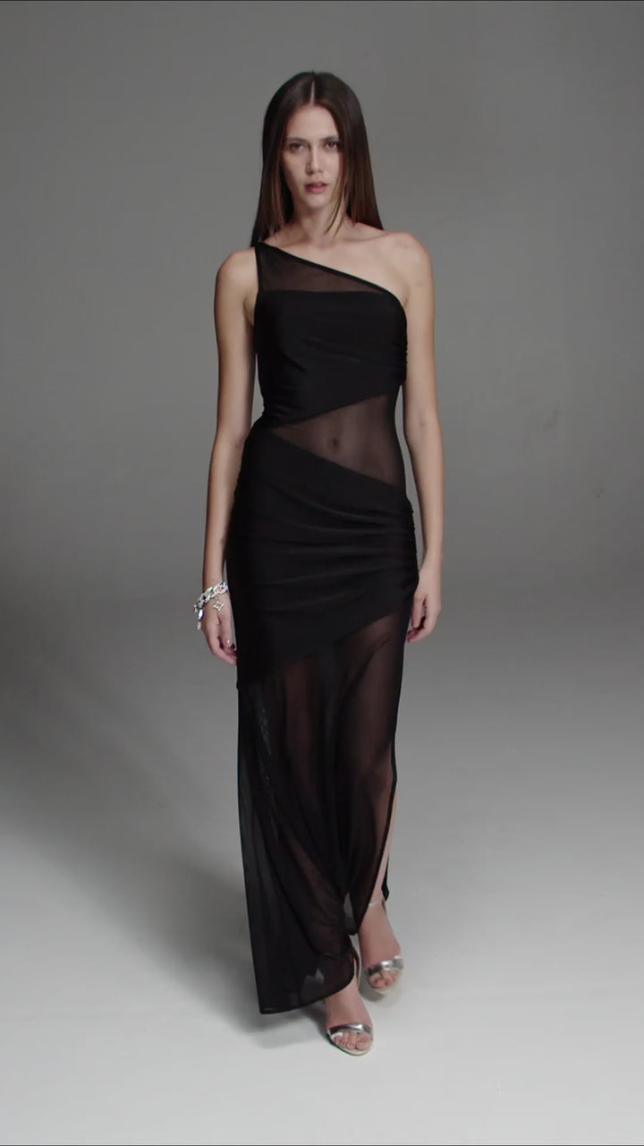 Vestido Longo Tule Drapeado