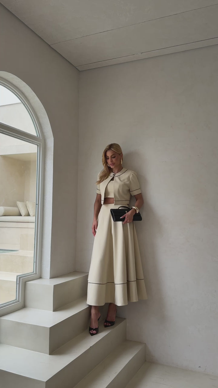 Set of Asymmetrical Skirt + Crop Top + Coat