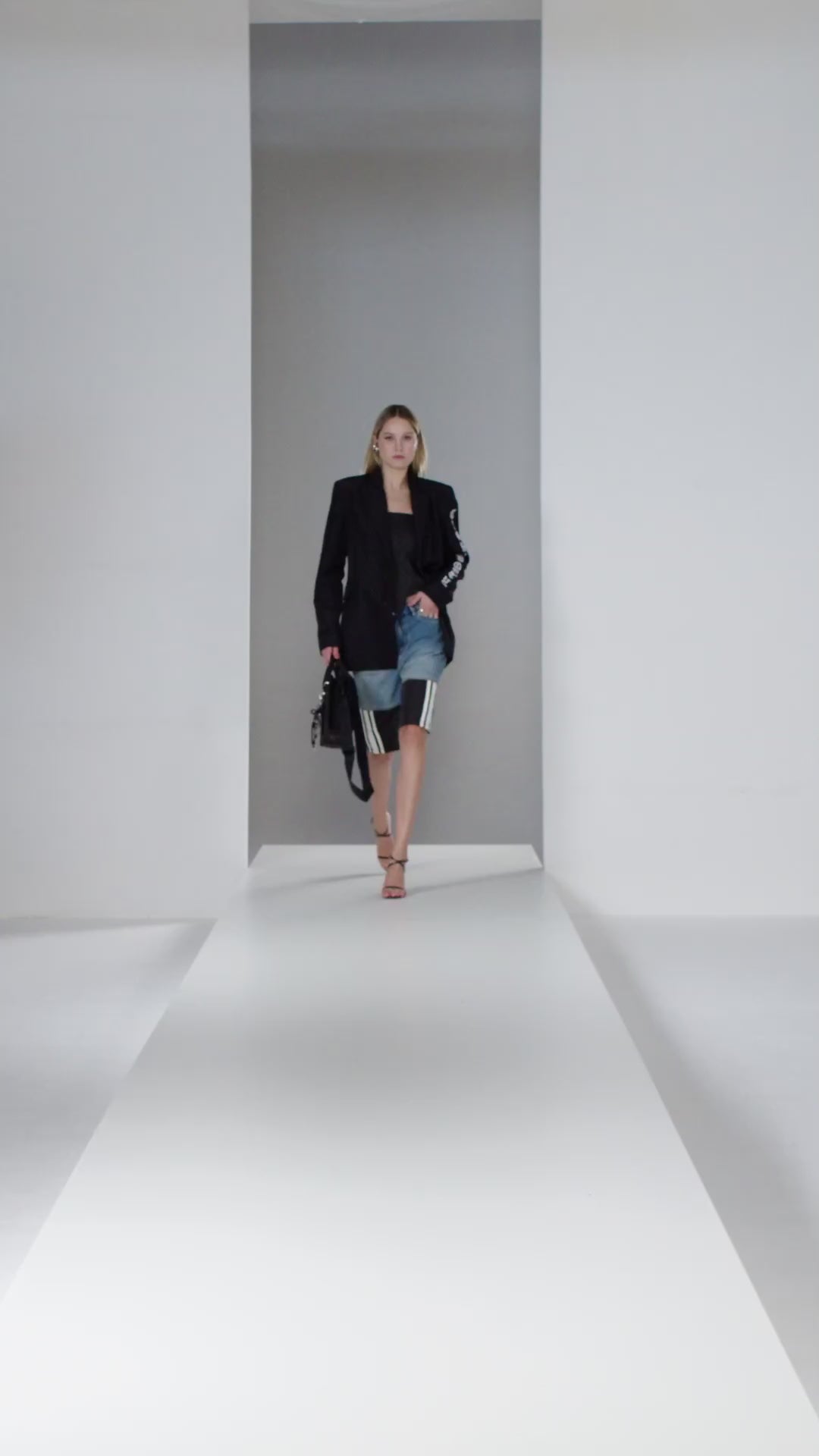 Striped Denim Bermuda Shorts