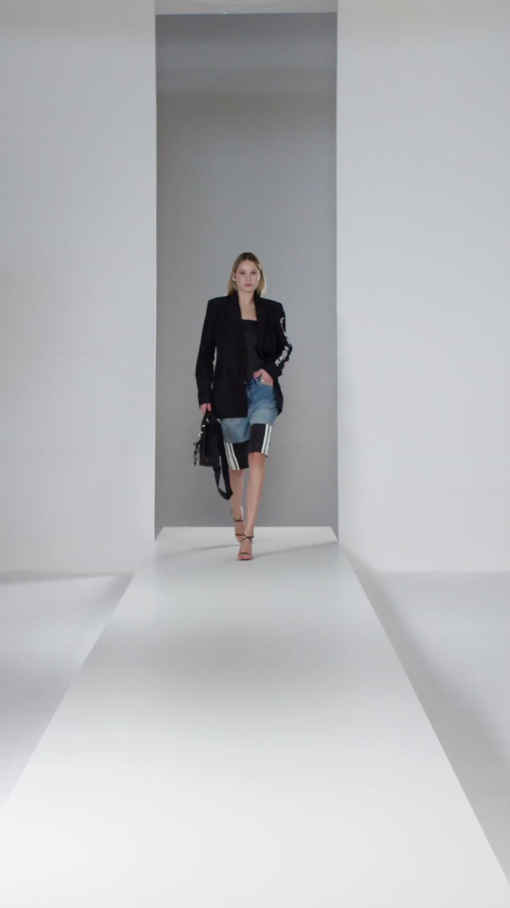 Striped Denim Bermuda Shorts