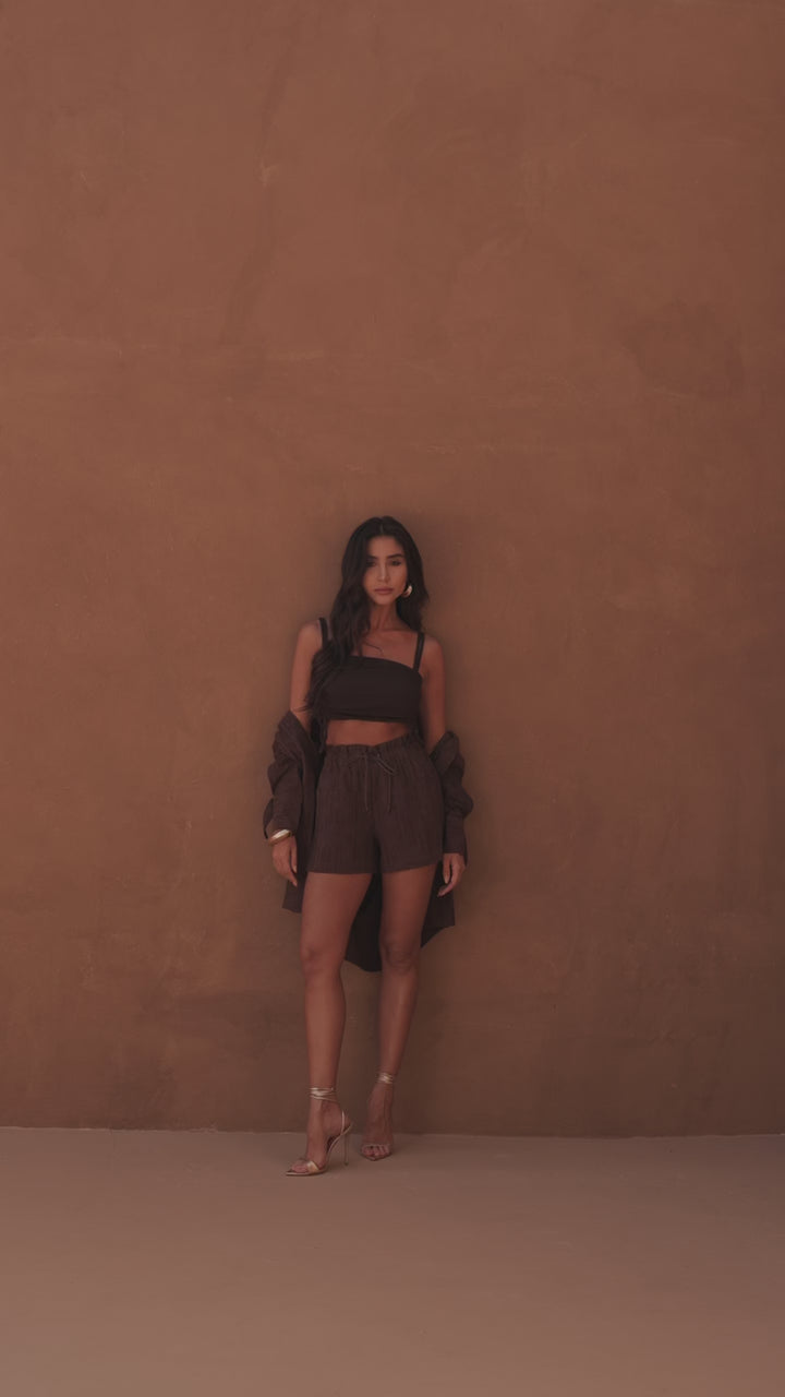 Textured Shirt+Shorts Set