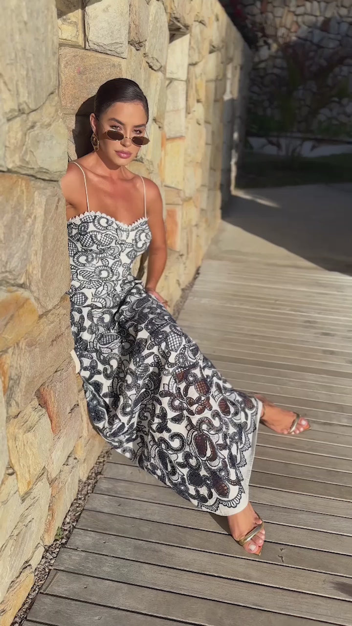 Guipure Lace Midi Dress