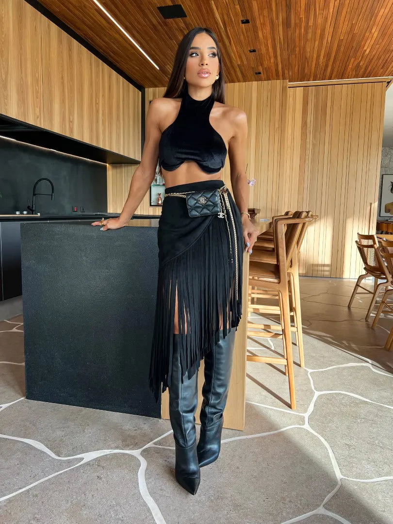 Conjunto Saia Franja+Top
