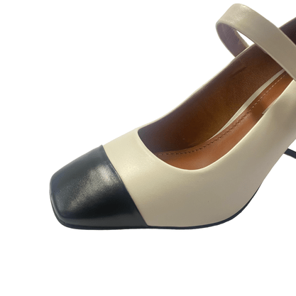 Leather Flare Block Heel Pump
