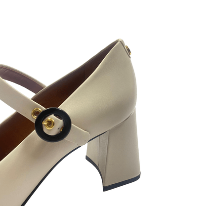 Leather Flare Block Heel Pump