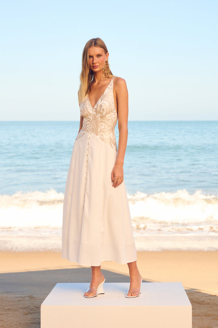 Skunk Embroidered Midi Dress