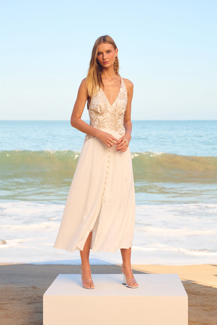 Skunk Embroidered Midi Dress