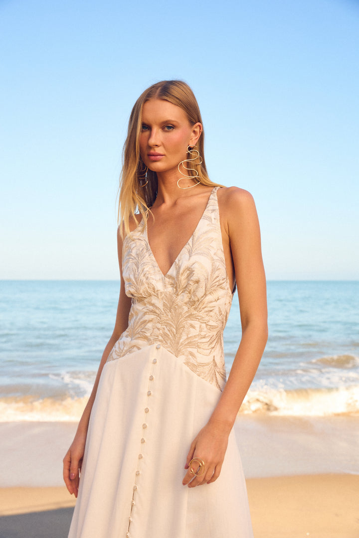 Skunk Embroidered Midi Dress