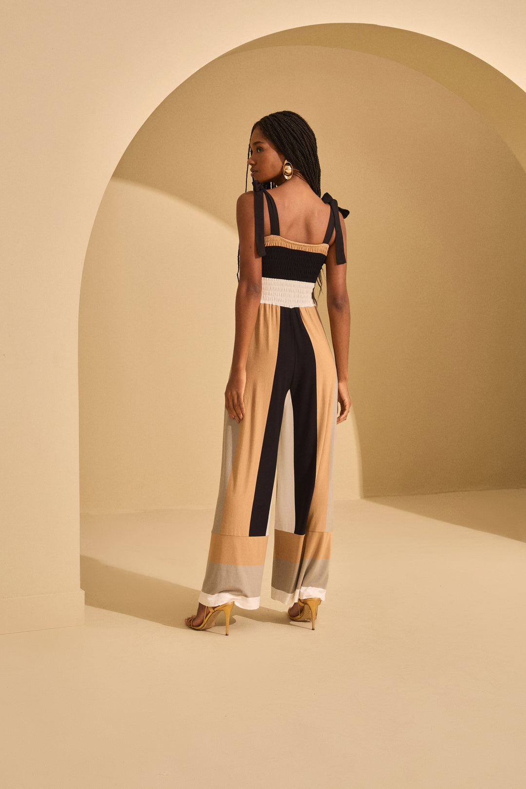 Stripe Lastex Skunk Jumpsuit