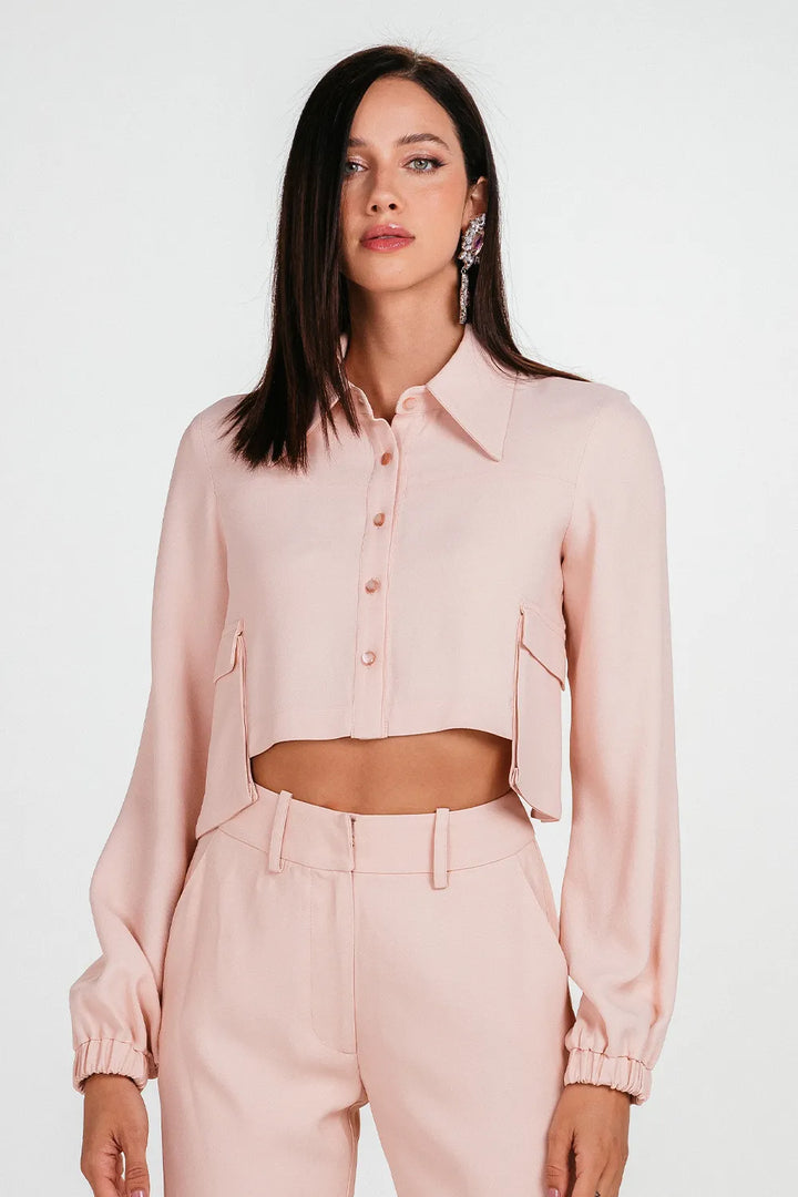 Camisa Cropped Manga Bufante