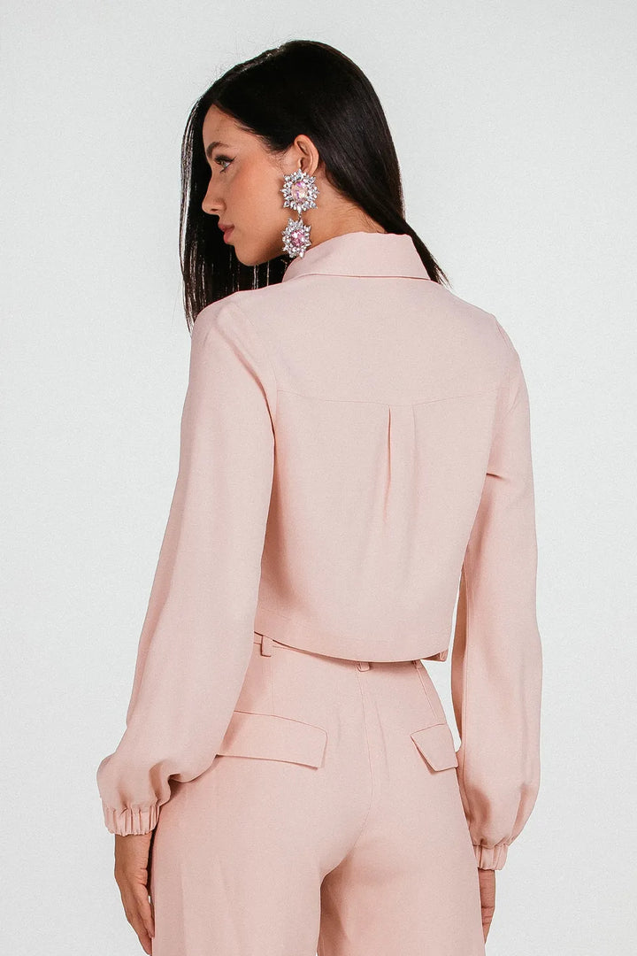 Camisa Cropped Manga Bufante