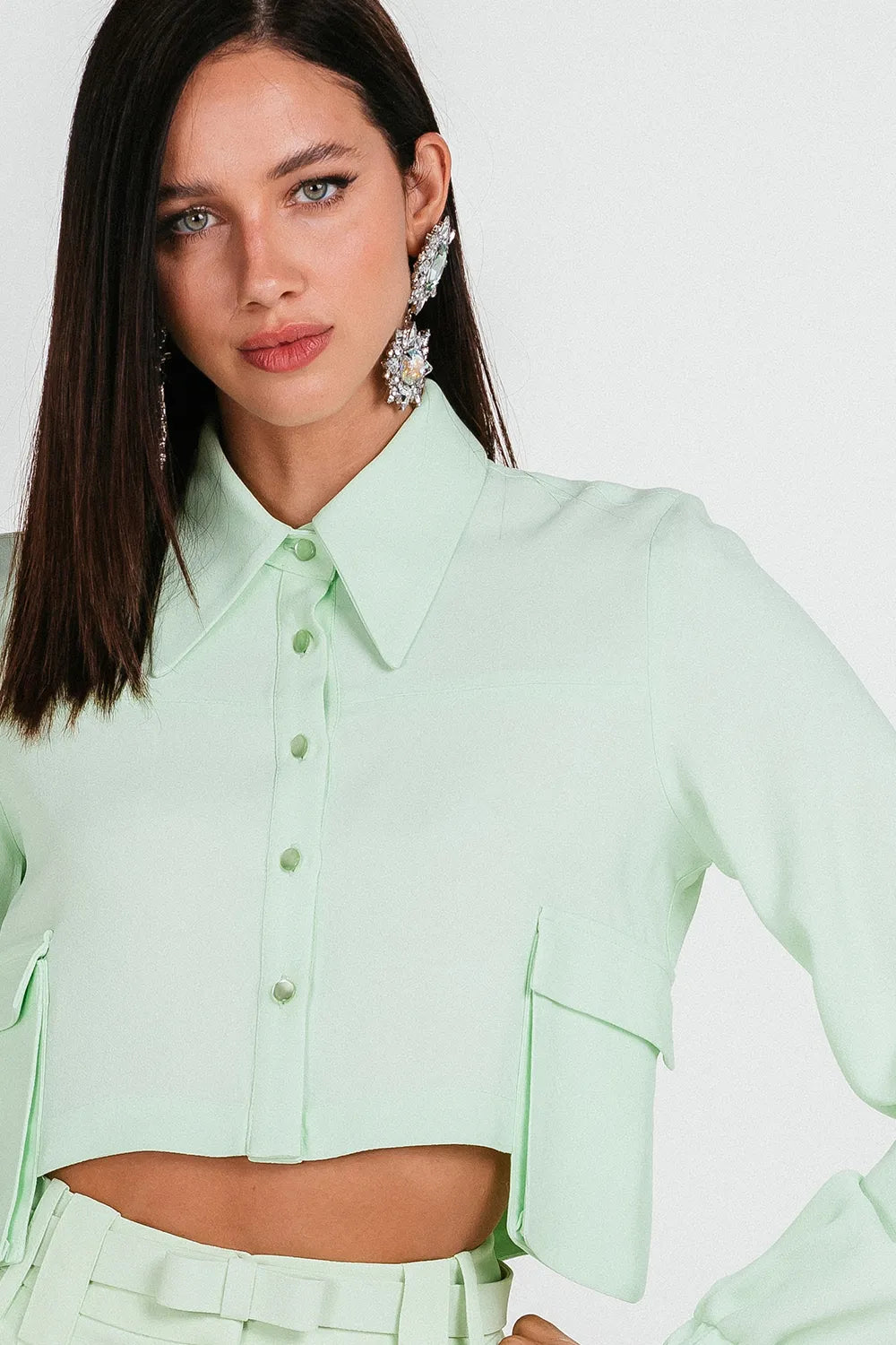 Camisa Cropped Manga Bufante
