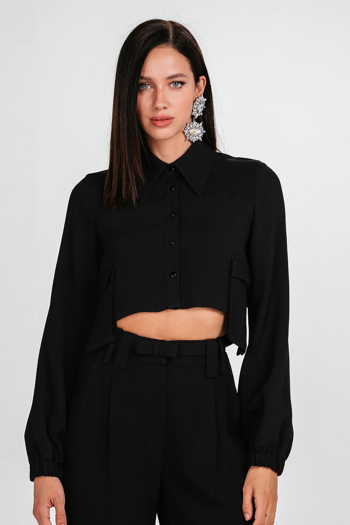 Camisa Cropped Manga Bufante