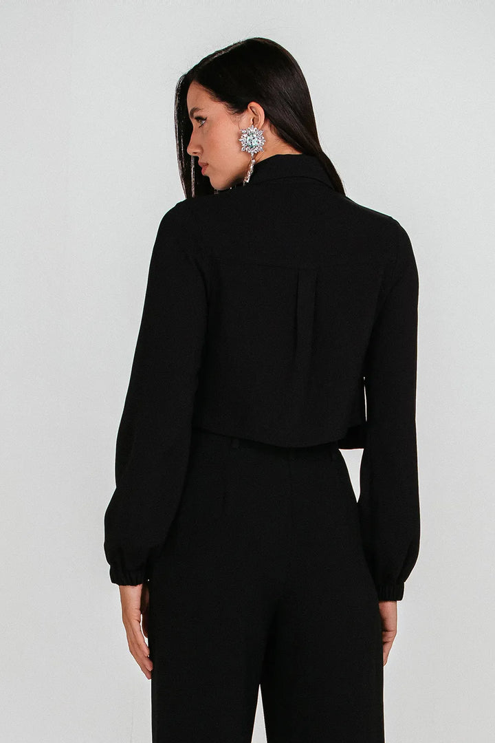 Camisa Cropped Manga Bufante