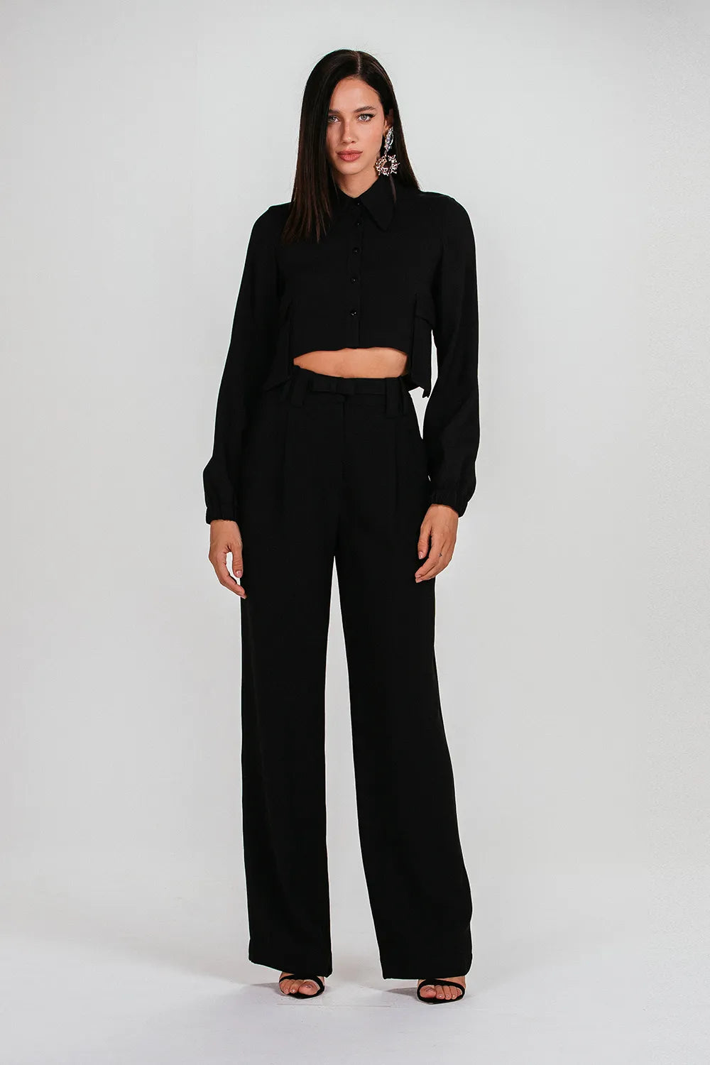 Camisa Cropped Manga Bufante