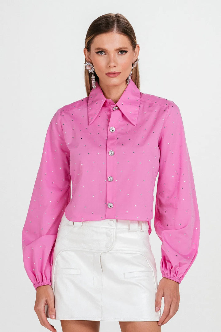 Charth Crystals Cropped Shirt