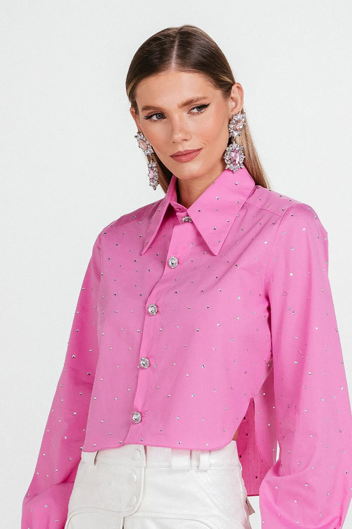 Charth Crystals Cropped Shirt