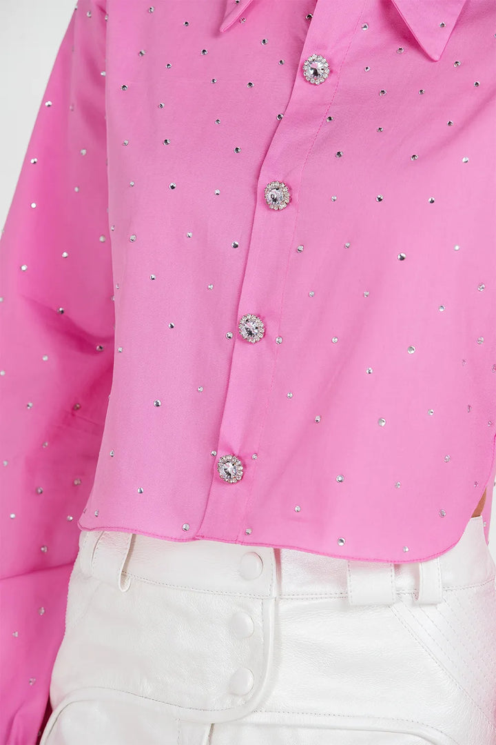 Charth Crystals Cropped Shirt
