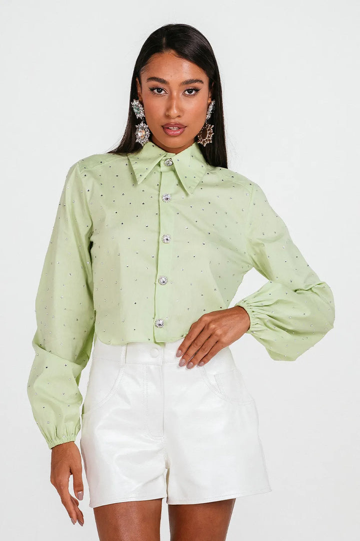 Charth Crystals Cropped Shirt